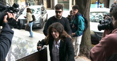 Dalma Maradona, daughter of Argentine football legend Diego Maradona, arrives at the court for a trial hearing on her father&#039;s death in San Isidro, Buenos Aires, Argentina, April 15, 2025. (AFP Photo)