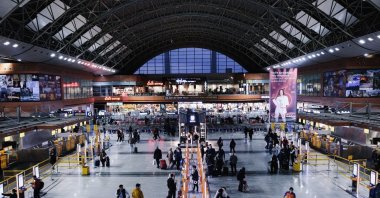 An aerial view shows the terminal of Sabiha Gökçen International Airport, Istanbul, Türkiye, March 27, 2025. (IHA Photo)