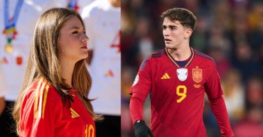 The photo collage shows Spain&#039;s Princess Leonor (L) and football player Gavi. (Getty Images Photo)
