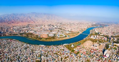 An undated panoramic view of the Syr Darya River and Khujand, the second largest city in Tajikistan, located close to the Uzbek-Kyrgyz border, Khujand, Tajikistan. (Shutterstock photo)