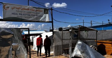 Attack on Shifa Hospital in Gaza results in casualties as Israeli forces target shelters and the hospital entrance in Khan Younis, Gaza, Palestine, April 16, 2025. (AA Photo) 