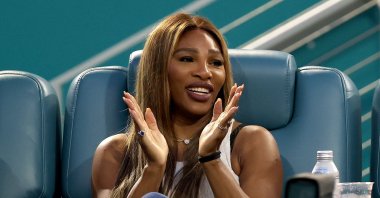 Serena Williams watches Novak Djokovic of Serbia play Lorenzo Musetti of Italy during the Miami Open Presented by Itau at Hard Rock Stadium, Miami Gardens, U.S., March 25, 2025. (Getty Images Photo)