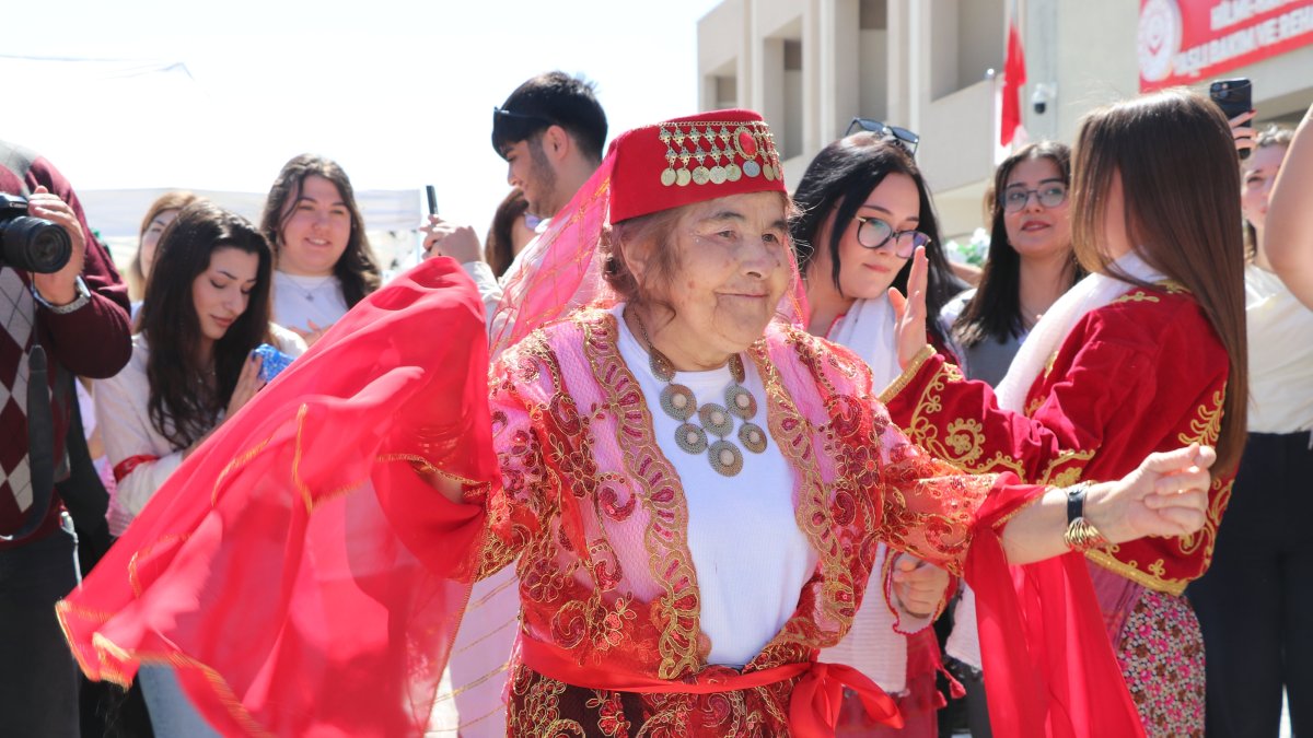 Emine Gülay dances joyfully during her dream henna night celebration at a nursing home in Burdur, Türkiye, April 17, 2025. (AA Photo)