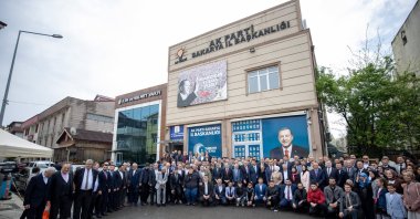 AK Party Deputy Chair Ali Ihsan Yavuz is seen at an Eid ceremony in front of the party&#039;s Sakarya provincial office, Sakarya province, Türkiye, March 30, 2025 (AA Photo)