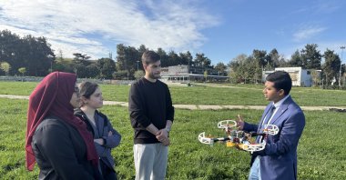 Associate professor Afm Shahen Shah and his students test the drone-based emergency communication system at Yıldız Technical University, Istanbul, Türkiye, April 16, 2025. (Courtesy of Afm Shahen Shah)