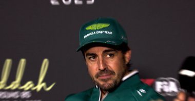 Aston Martin driver Fernando Alonso of Spain attends a press conference for the Formula One Saudi Arabia Grand Prix, Jeddah, Saudi Arabia, April 17, 2025. (EPA Photo)