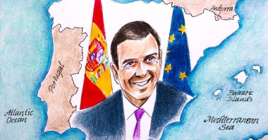 "The PSOE&#039;s remarkably holding its ground is not only due to Prime Minister Pedro Sanchez’s effective economic policies but also the failures and contradictions within the opposition parties." (Illustration by Erhan Yalvaç)