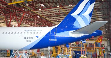 A general view of an Airbus A321, as European Council President Antonio Costa (not pictured) visits the Airbus facility, Hamburg, Germany, April 14, 2025. (Reuters Photo)