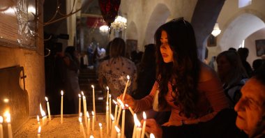 People attend the Easter service at the historic Kırklar Church, Mardin, Türkiye, April 20, 2025. (AA Photo)