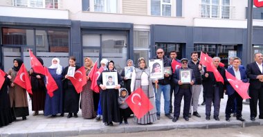 Families of people brainwashed to join the PKK stage a protest against the terrorist group in Van, eastern Türkiye, April 17, 2025. (AA Photo)
