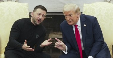 President Donald Trump (R) meets with Ukrainian President Volodymyr Zelenskyy in the Oval Office at the White House, Washington, U.S., Feb. 28, 2025. (AP Photo)