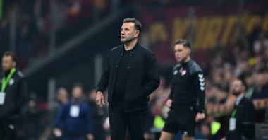 Galatasaray Technical Director Okan Buruk follows the match between Galatasaray and Sipay Bodrum FK teams at RAMS Park in the 32nd week of the Trendyol Super League, Istanbul, Türkiye, April 18, 2025. (AA Photo)