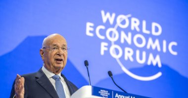 World Economic Forum (WEF) founder and chairperson Klaus Schwab attends a session during the WEF annual meeting, Davos, Switzerland, Jan. 21, 2025. (AFP Photo)