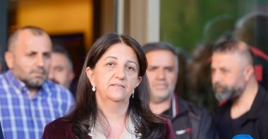 DEM Parti Van Deputy Pervin Buldan speaks to reporters after holding talks at Imralı Prison, in Istanbul, April 21, 2025. (AA Photo)