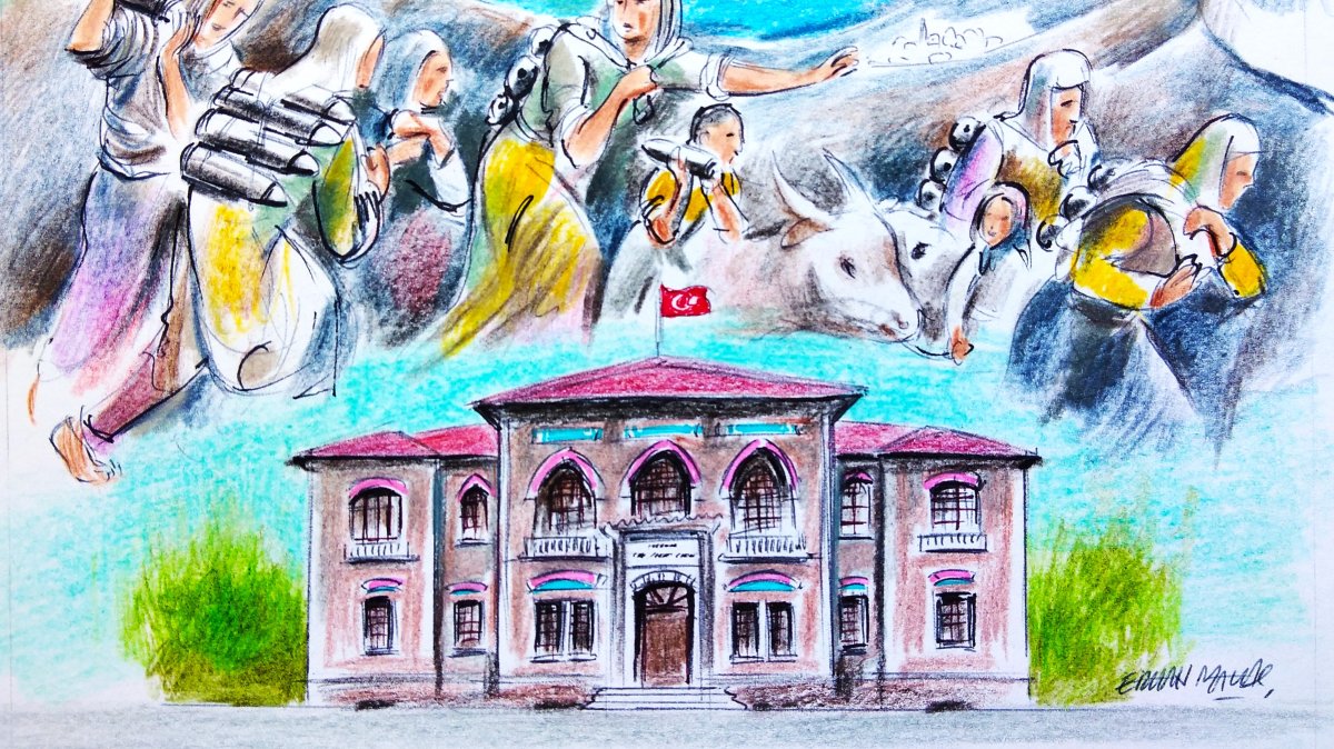 "The opening of the TBMM in Ankara on April 23, 1920, 105 years ago, and the struggle it waged and succeeded in, contain important and meaningful messages for today." (Illustration by Erhan Yalvaç)