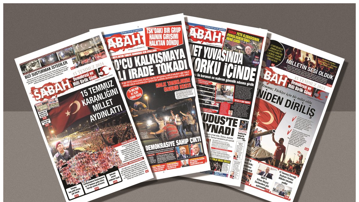 This photo combination shows the front pages of the Turkish Sabah newspaper, which exposed several networks of the Gülenist Terror Group (FETÖ). (Photo by Mehmet Mücahit Yılmaz)