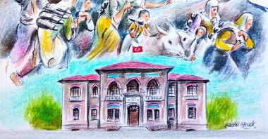 "The opening of the TBMM in Ankara on April 23, 1920, 105 years ago, and the struggle it waged and succeeded in, contain important and meaningful messages for today." (Illustration by Erhan Yalvaç)