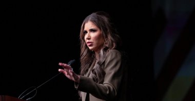U.S. Department of Homeland Security Secretary Kristi Noem speaks at an expo in Phoenix, Arizona, U.S., April 8, 2025. (Reuters Photo)