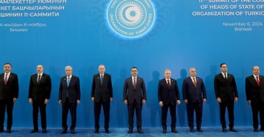 President Recep Tayyip Erdoğan and other Turkic leaders attend the 11th summit of the Organization of Turkic States (OTS), Bishkek, Kyrgyzstan, Nov. 6, 2024. (AA Photo)