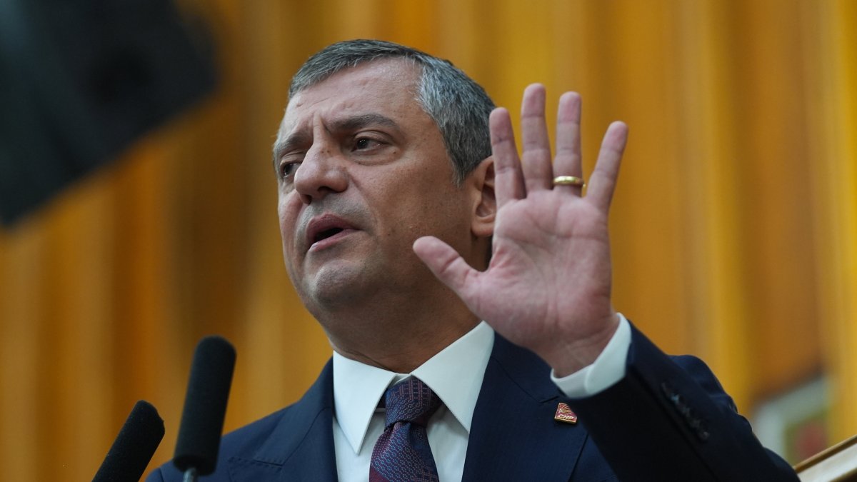 Republican People&#039;s Party (CHP) Chair Özgür Özel speaks at his party&#039;s parliamentary group meeting in the capital Ankara, Türkiye, April 22, 2025 (AA Photo)