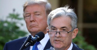 U.S. President Donald Trump looks on as Jerome Powell, his nominee to become chairperson of the U.S. Federal Reserve, speaks at the White House, Washington, U.S., Nov. 2, 2017. (Reuters Photo)