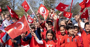 Children celebrate April 23 National Sovereignty and Children&#039;s Day across Türkiye, April 23, 2025. (AA Photo)