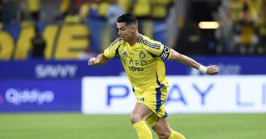 Al-Nassr&#039;s Cristiano Ronaldo in action during the Saudi Pro League at the Kingdom Arena, Riyadh, Saudi Arabia, April 4, 2025. (Reuters Photo)