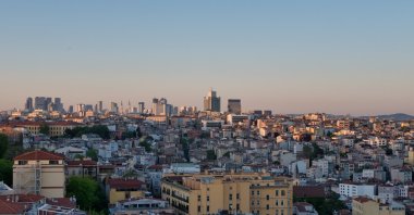 An undated aerial view shows densely packed residential buildings of varying ages and conditions in Istanbul, Türkiye. (Shutterstock Photo)