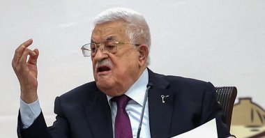 Palestinian Authority President Mahmoud Abbas speaks during the 32nd PLO Central Council session in Ramallah, occupied West Bank, April 23, 2025. (AFP Photo)