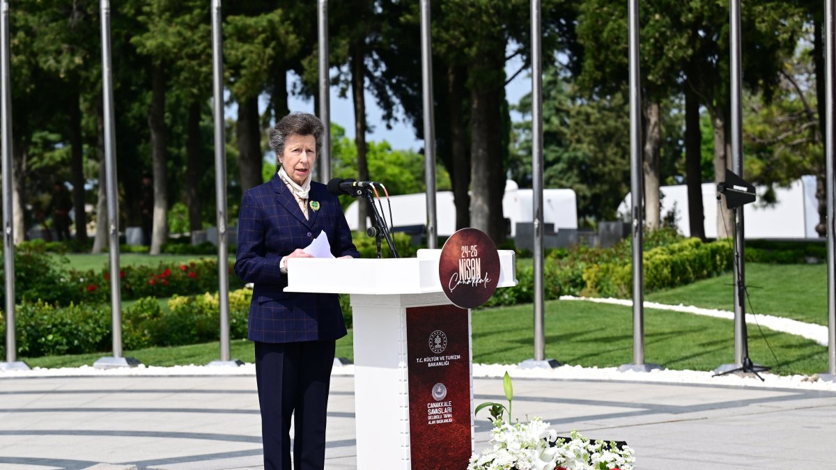 Princess Anne of the United Kingdom speaks at the 110th Gallipoli anniversary ceremony on the Gallipoli Peninsula, Türkiye, April 24, 2025. (AA Photo)