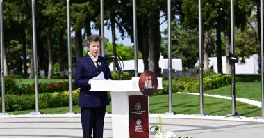 Princess Anne of the United Kingdom speaks at the 110th Gallipoli anniversary ceremony on the Gallipoli Peninsula, Türkiye, April 24, 2025. (AA Photo)