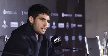Spanish tennis player Carlos Alcaraz attends a press conference, Madrid, Spain, April 24, 2025. (EPA Photo)