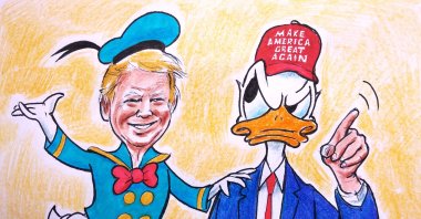 &quot;Yeah, your Donald Duck not only hates the environments that make Jewish students’ studies difficult, but also logic. If not, why should he freeze federal grants that more than 200,000 students benefit from in nine higher education institutions?&quot; (Illustration by Erhan Yalvaç)