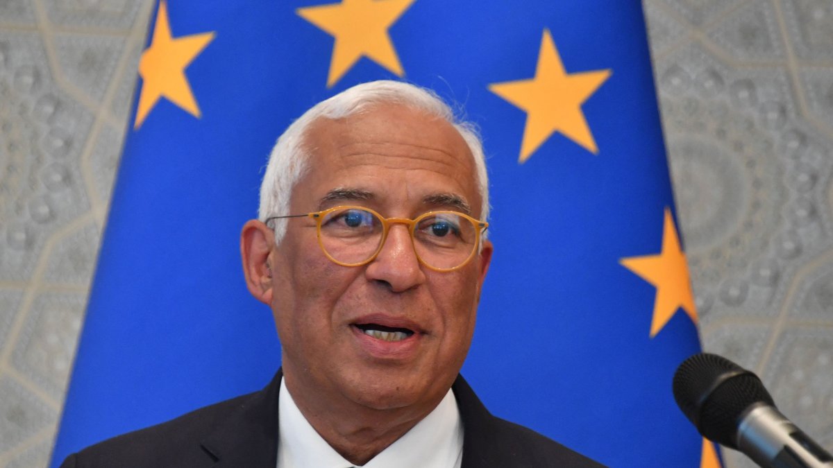 European Council President Antonio Costa speaks during a joint press conference with European Commission President during the EU-Central Asia summit in Samarkand, April 4, 2025. (AFP Photo)