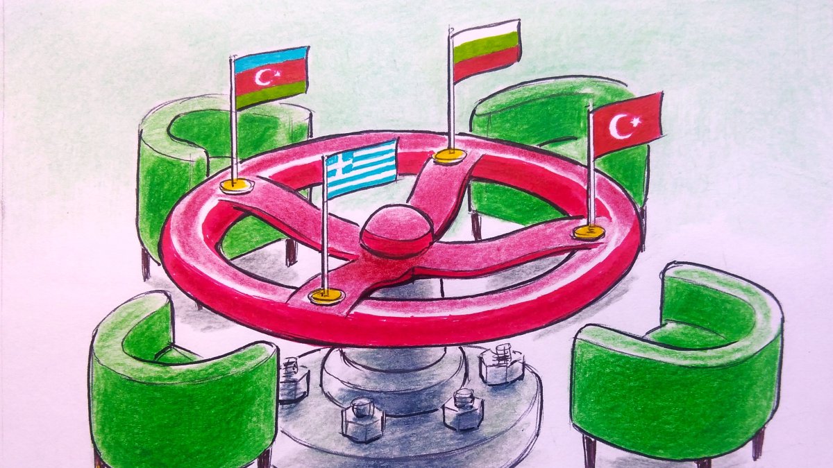 &quot;The Vertical Gas Corridor, driven by Türkiye’s hub initiative and supported by infrastructure cooperation among Greece, Bulgaria and Azerbaijan, is shaping a new energy architecture for the continent.&quot; (Illustration by Erhan Yalvaç)