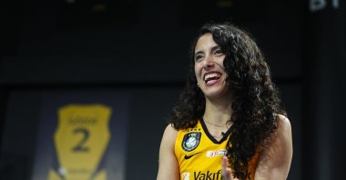 VakıfBank’s Deniz Uyanık speaks to Anadolu Agency (AA) during the preparations for the CEV Champions League Final Four, Istanbul, Türkiye, April 28, 2025. (AA Photo)