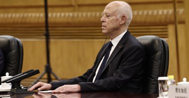 Tunisian President Kais Saied attends a meeting in Beijing, China, May 31, 2024. (AP Photo)