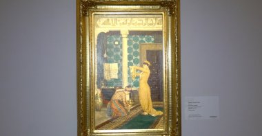 Ottoman painter Osman Hamdi Bey&#039;s &quot;Preparing Coffee&quot; painting sold for $1.3 million at a London auction on April 21, 2025, in London, U.K. (AA Photo)