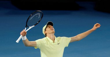 Italy&#039;s Jannik Sinner celebrates winning the Australian Open final against Germany&#039;s Alexander Zverev at Melbourne Park, Melbourne, Australia, Jan. 26, 2025. (Reuters Photo)