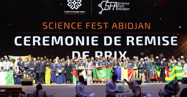 Winners of the science and technology festival pose together in Abidjan, Côte d&#039;Ivoire, April 30, 2025. (Courtesy of TMV)