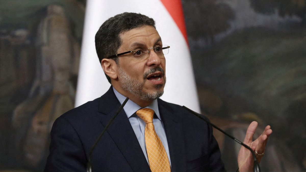 Yemeni Prime Minister and Foreign Minister Ahmed Awad bin Mubarak attends a joint press conference with Russian Foreign Minister Sergei Lavrov following their talks, Moscow, Russia, Feb. 27, 2024. (Reuters Photo)