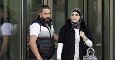 Odai Al Fayoumi (L) father of Wadee Al Fayoumi, who was murdered by Joseph Czuba in 2023, walks out of the Will County Courthouse after the sentencing of Czuba in Joliet, Ill., Chicago, U.S., May 2, 2025. (AP Photo)