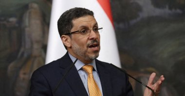 Yemeni Prime Minister and Foreign Minister Ahmed Awad bin Mubarak attends a joint press conference with Russian Foreign Minister Sergei Lavrov following their talks, Moscow, Russia, Feb. 27, 2024. (Reuters Photo)