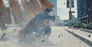 This image released by Warner Bros.Pictures shows David Corenswet in a scene from &quot;Superman.&quot; (AP Photo)