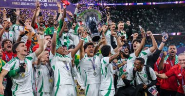 Al-Ahli players celebrate winning the AFC Champions League title in Jeddah, Saudi Arabia, April 3, 2025. (IHA Photo)