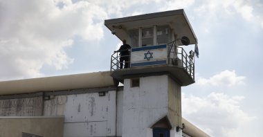 A prison guard stands at the Gilboa prison, Israel, Sept. 6, 2021. (AP Photo)