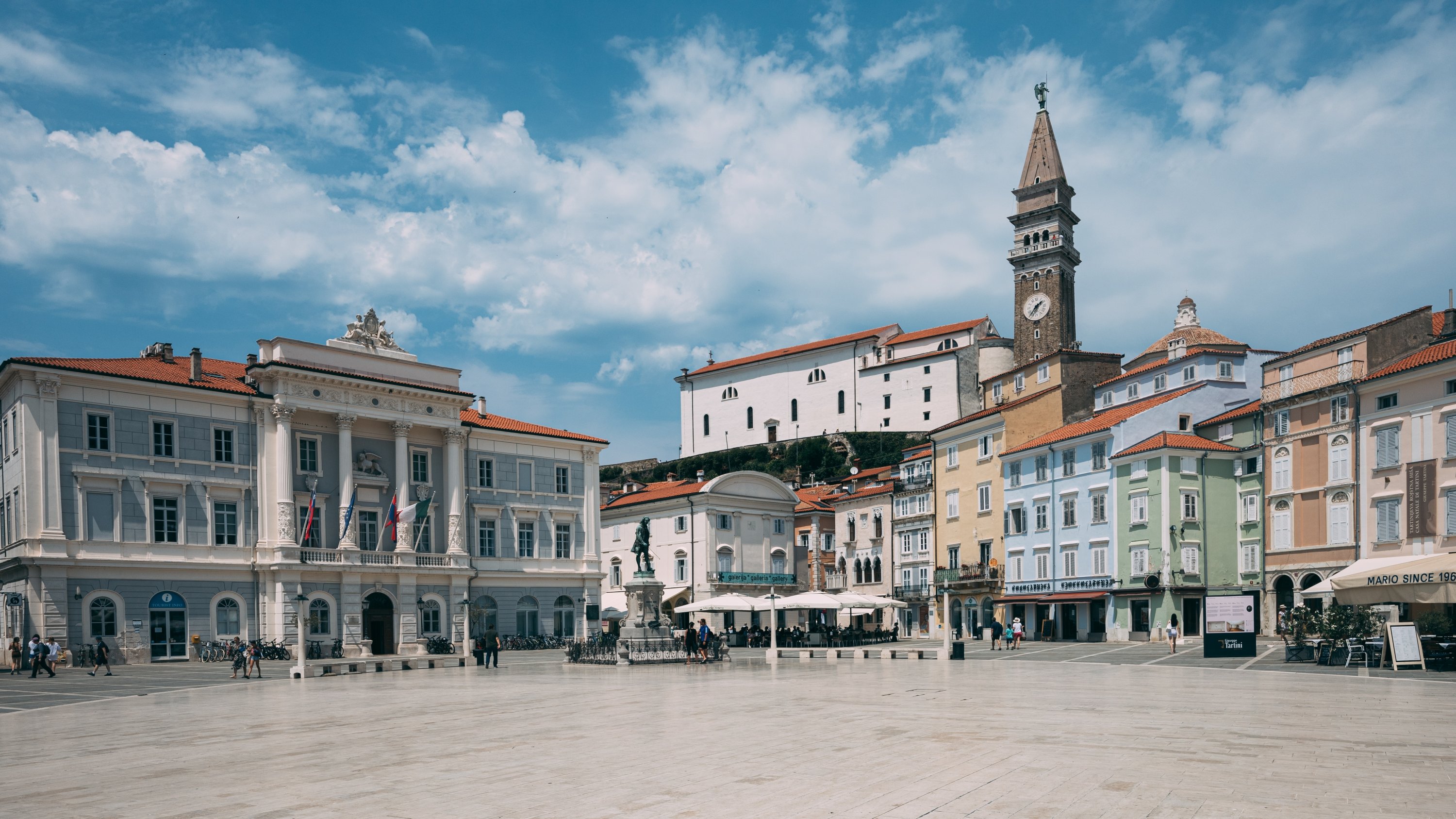 View of Tartini Square from the heart of Piran’s Old Town, Slovenia, June 27, 2023. (Shutterstock Photo)