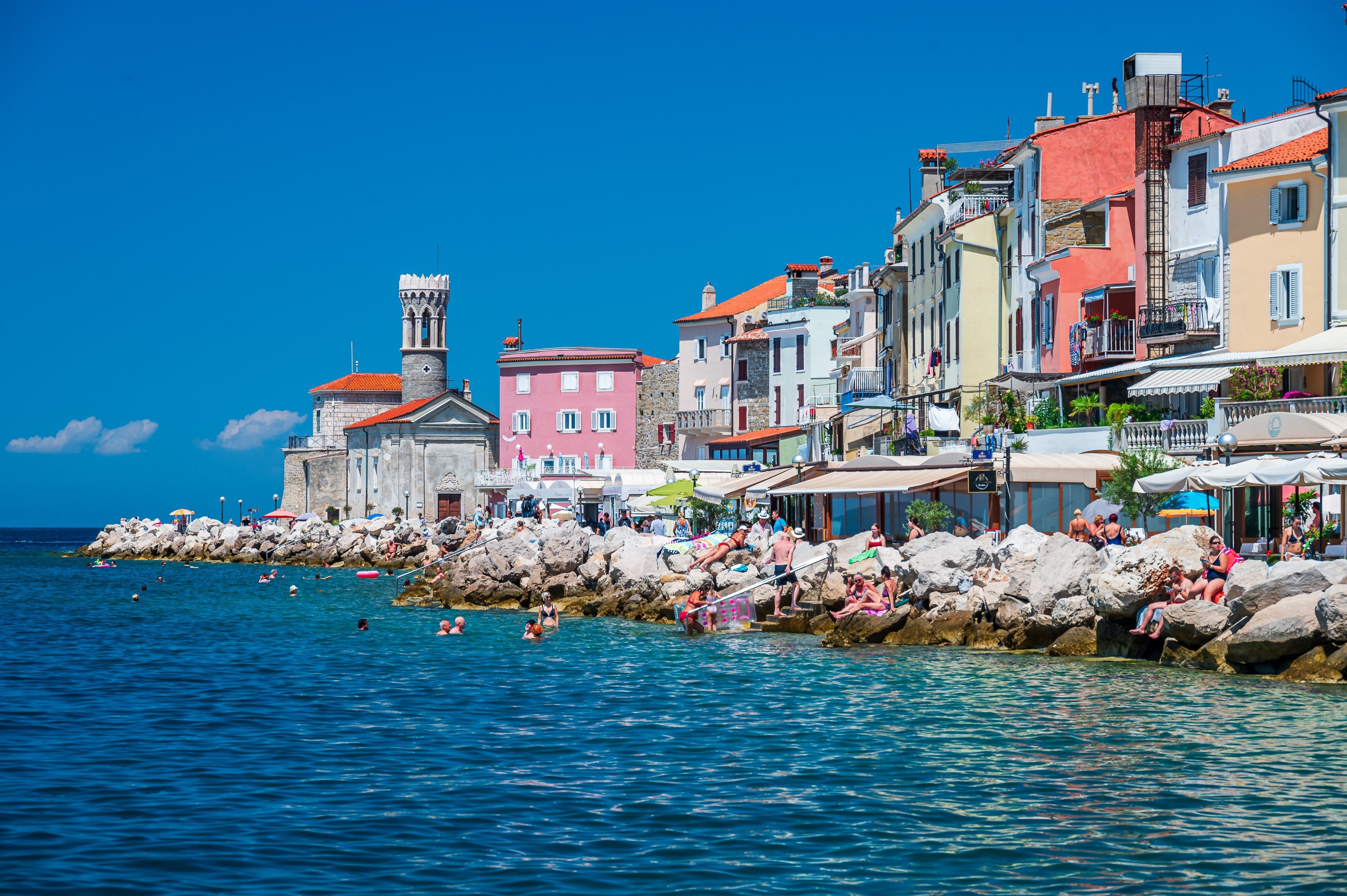 Cityscape of the old town of Piran, an ancient coastal village in Slovenia, showcasing its historic architecture and Mediterranean charm. (Shutterstock Photo)