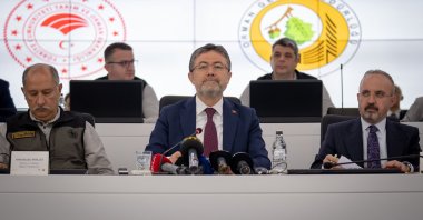 Agriculture and Forestry Minister Ibrahim Yumaklı (C) attends an event where the fight against forest fires is discussed, Ankara, Türkiye, May 5, 2025. (AA Photo)