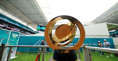 The FIFA Club World Cup trophy is on display before the F1 Grand Prix of Miami at Miami International Autodrome, Miami, U.S., May 4, 2025. (AFP Photo)